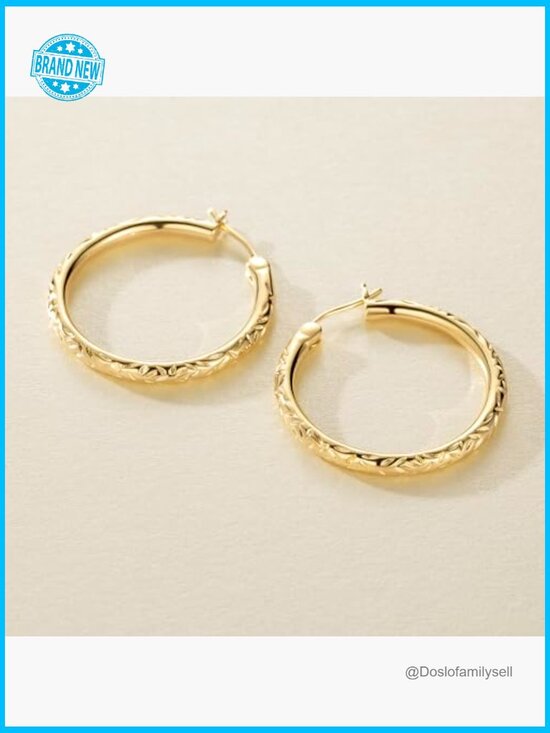 14K Gold Plated Hoop Earrings Timeless Elegance French Wire Back 25mm